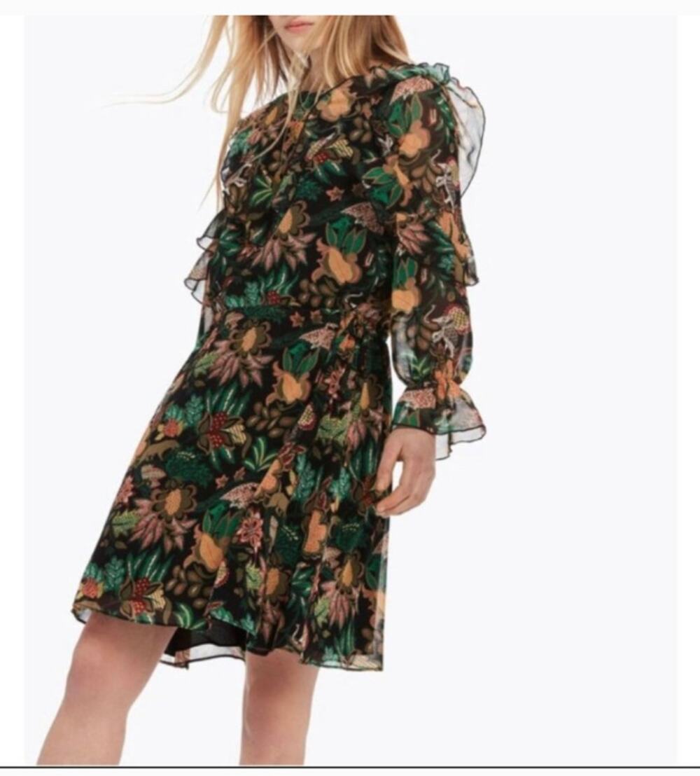 Scotch & Soda XS Yeah Jungle Floral Print Dress Black/Green XS